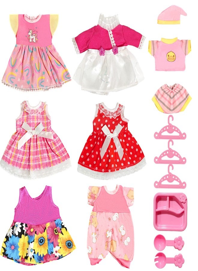 ARTST Doll-Clothes-Accessories 7 Set Baby-Doll-Clothes Suitable for 8-10-Inch-Dolls Included Tablewar and Hangers - Image 2